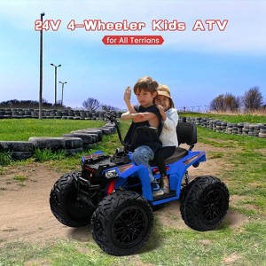 24V Kids 4WD Electric Ride-on ATV Car with Full Metal Suspension & EVA Tires | Includes Bluetooth Music & Remote Control - 1 of 4