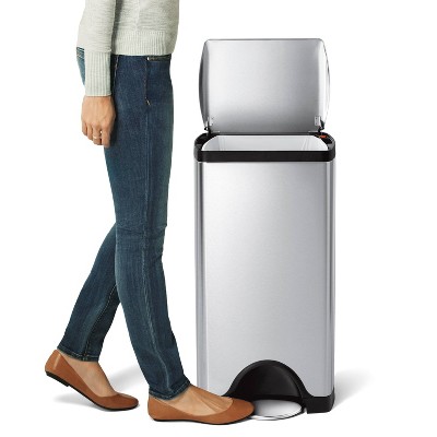 30L Silver Stainless Steel Rectangular Step Trash Can