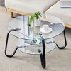 Dolonm Retro Minimalist Metal Frame Glass Coffee Table, 31.5" L x 31.5" W x 17.7" H - 2 of 4