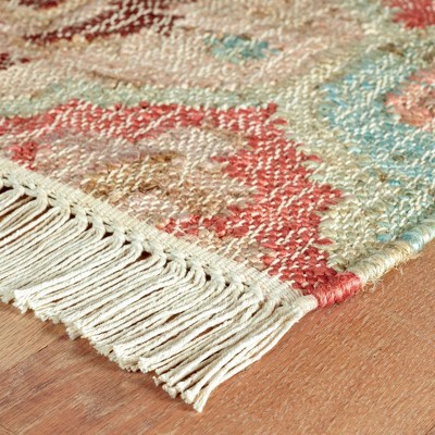 Handwoven Terracotta and Ivory Cotton Medallion Rug 2x3