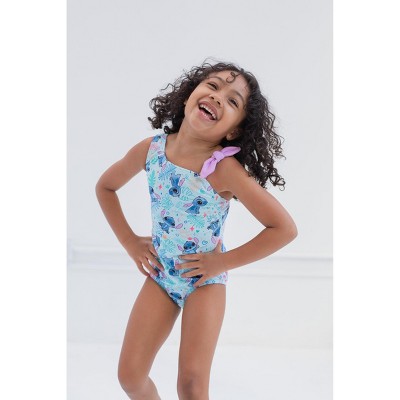 Disney Lilo & Stitch Little Girls One Piece Bathing Suit Floral Blue 7-8 — фото 2