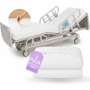 Fitted Hospital Bed Sheets - Cotton Rich Soft Knitted Jersey Sheet 36” x 84” x 12" - 1 of 4