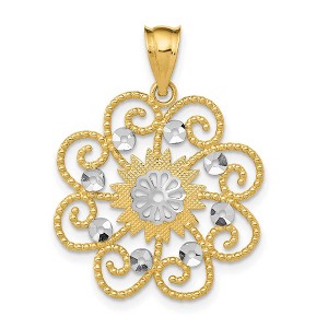 Black Bow Jewelry 14k Yellow Gold and White Rhodium Round Swirl Pendant, 20mm (3/4 inch) - 1 of 4