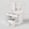 Gulches 32" Wide Makeup Vanity Desk and Cushioned Stool,Power Outlet/USB, 2 Drawers, 1 Cabinet, 6 Shelves for Bedroom/Studio - 2 of 4