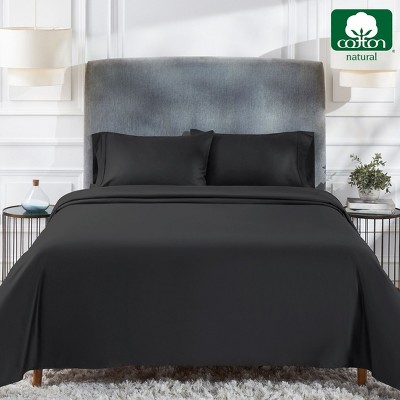 King Black Cotton Sateen 400 Thread Count Sheet Set