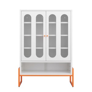 GlasFlength Shoe Racks Double Door Shoe Cabinet Long Shoe Rack FreeStanding Shoe Rack for Living Room, White, 31.49"*13.77"*46.45" - 1 of 4