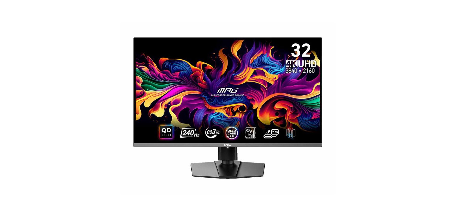 MSI MPG 321URX QD-OLED, 32" 4K UHD Quantum Dot OLED Gaming Monitor, 3840 x 2160, 0.03ms, 240Hz, True Black HDR 400, 90W USB Type C, HDMI, DP Port