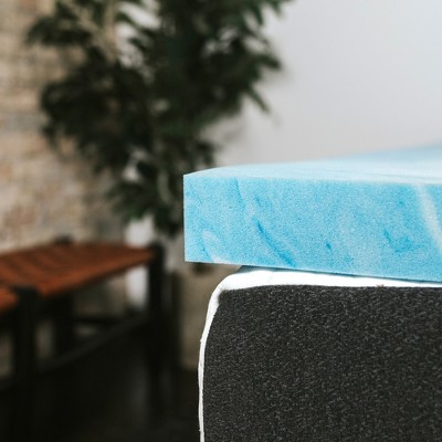 King Size Blue and Cream Gel Foam Mattress Topper
