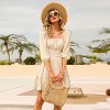 EXLURA Women's Lantern Sleeve Tie Back Summer Dress Ruffled Off Shoulder A-Line Vintage Mini Dress - 2 of 4
