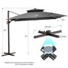 11FT Square Double Top Cantilever Umbrella Outdoor 360° Rotation 6 Heights Adjustable Offset Umbrella with Metal Pole Cantilever Patio Umbrella - 4 of 4