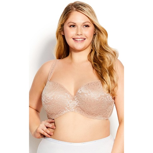 Women's Plus Size Back Smoother Bra Beige Underwire Soft Lined Basic  Contouring Shaping