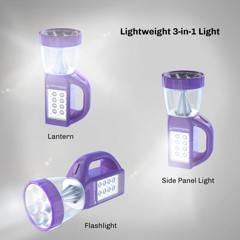 3-in-1 LED Lantern - Compact, Lightweight Camping Light, Flashlight, and Panel Illumination for Reading and Emergencies by Wakeman Outdoors (Purple), 3 of 7