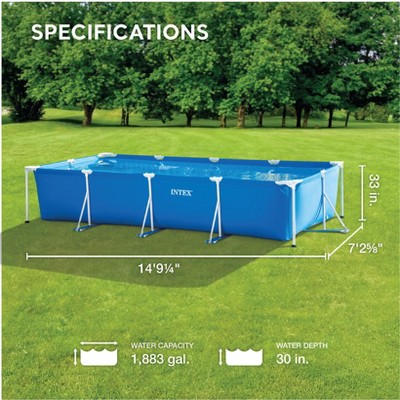 Intex 14ft Blue Rectangular Above Ground Pool with Pump