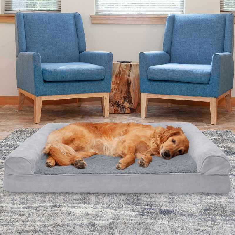 FurHaven Plush and Suede Cooling Gel Top Memory Foam Sofa Dog Bed, 3 of 4