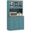 HOMCOM 71" Tall Kitchen Pantry Storage Cabinet with 2 Drawers, Microwave Cabinet with Adjustable Shelves and Glass Doors, Green - 4 of 4