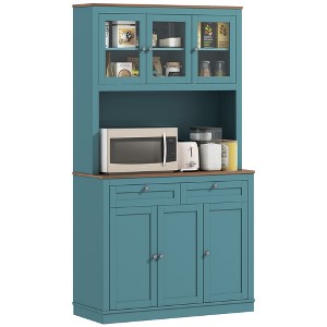 71" Kitchen Pantry Cabinet with Microwave Stand, Kitchen Hutch with 2 Drawers and Adjustable Shelves - 1 of 4