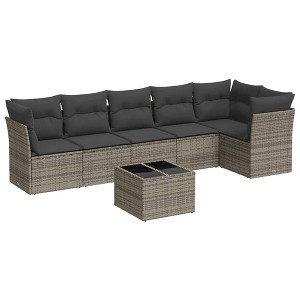 vidaXL Garden Sofa Set Grey, Dark grey - 1 of 4