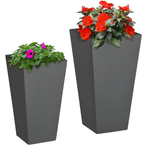 Pure Garden 3-Piece Stackable Planter Set, Brown