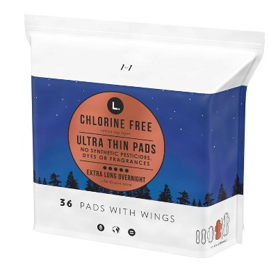 L. Organic Cotton Topsheet Ultra Thin Overnight Absorbency Pads - 36ct