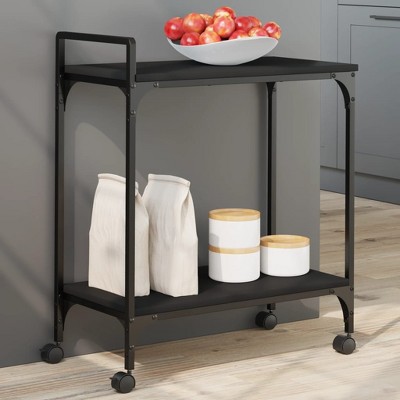 vidaXL Kitchen Trolley Black 23.8 in.x12.2 in.x28.5 in. Engineered Wood