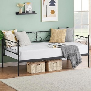 Homhougo Twin Size Daybed Frame, Metal Sofa Bed Frame, Heavy Duty Metal Slats, Day Bed for Living Room, Bedroom, Guest Room, Space Saving, Gold - 1 of 4