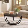 CAVINAS Industrial Style 2-Tier Round Wood Coffee Table with Storage,Accent Center Table for Living Room,Living Room Furniture - 2 of 4