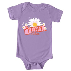 The Juniper Shop Summer Vibes Daisy Baby Short Sleeve Bodysuit - NB - Lavender - 1 of 4