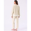 INSPIRE CHIC Women's Cotton Pajamas Waffle Long Sleeves Top and Pants with Pockets Lounge Sets - 4 of 4