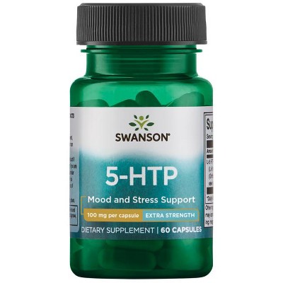 Swanson Extra Strength 5-HTP, Natural Sleep Support Supplement For Adults, Promotes Emotional Wellbeing & Mood Support, 60 Capsules.
