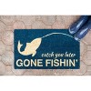 1'4" x 2'4" Catch You Later, Gone Fishin' Indoor/Outdoor Coir Doormat Blue/Beige - Entryways: PVC Backed, Shake Clean - 4 of 4