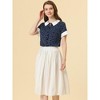 Allegra K Women's Contrast Doll Collar Polka Dots Short Sleeves Blouse - 3 of 4