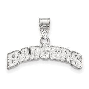 Black Bow Jewelry 14k White Gold Wisconsin Badgers NCAA Medium Pendant - 1 of 3