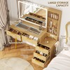 COZONY 48" Fluted Makeup Vanity Desk, 36" LED Mirror, 3 Color Modes, 5 Drawers, Open Shelf, Built-In Outlet, Glass Top - 4 of 4