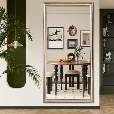 VYNXARIA 70"x32" Full-body floor mirror with Artificial wood frame, elegant design and durability for bedrooms clothing stores, salons,Gold