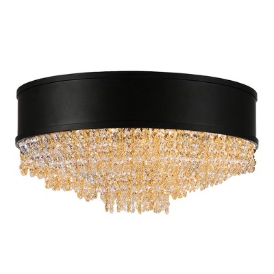 CWI Lighting Medina 7 Light Drum Shade Flush Mount With Black Finish