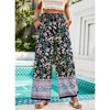 Coolmee Women's Floral Palazzo Pants Dressy Casual Wide Leg Slacks Elastic Waist with Pockets - 3 of 4