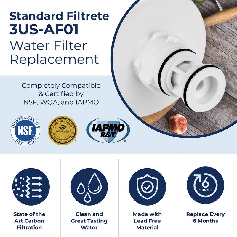 PURELINE 3US-AF01 Replacement Filter. Compatible with 3M® Filtrete 3US-AF01 Under Sink Water Filters (3 Pack), 5 of 7