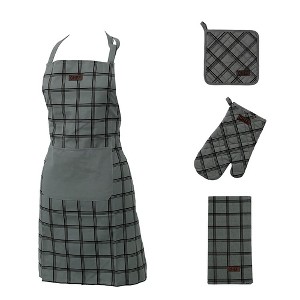 Evideco French Home Goods 4-Piece Kitchen Accessories Set: Includes Apron, Oven Mitt, Pot Holder, and Towel - 1 of 4