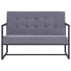 vidaXL 2-Seater Sofa with Armrests Light Gray Steel and Fabric - 3 of 4
