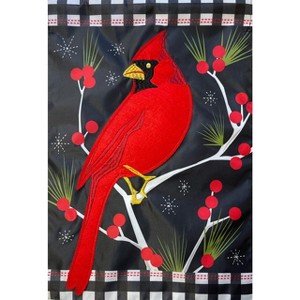 Briarwood Lane Winter Cardinal Burlap Garden Flag Berries 12.5" - 1 of 4