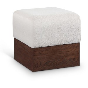 Meridian Furniture,Havre Velour Fur Fabric Ottoman/Stool - 1 of 4