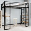 CAVINAS 78.74"Twin Loft and Bunk Bed with L-shaped Desk,Iron Frame Bed with Railing and Stairs,Bunk Bed with Stairs on Both Sides for Teen - 3 of 4