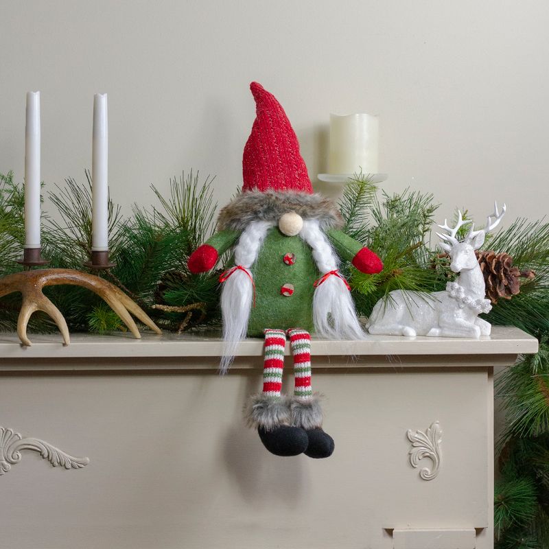Northlight 25" Red, Green, and White Sitting Tabletop Female Gnome Christmas Decoration, 2 of 6