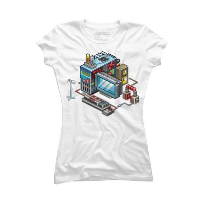 Junior's Design By Humans 8bit computer By raynoa T-Shirt