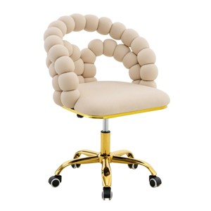 TopComfy Accent Chairs Set of 1 Puffy Bubble Chair Ball Chain Chair Leisure Chair with Gold Claw Casters for Living Room, Beige, 33.8"*23.23"*18" - 1 of 4