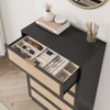 Rattan 5 Drawer Dresser, 46.7in Tall Black 5 Chest of Drawers with Metal Handles and Wooden Sturdy Base for Bedroom Living Room Nursery - 4 of 4