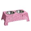 THE LICKER STORE Serenity 6.9" Small/Medium Elevated Wicker Pet Feeder w/ 18oz (2.2 Cups) 2-Stainless Steel Bowls - 4 of 4