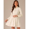 INSPIRE CHIC Women's Casual Long Sleeve Half Placket Embroidered Floral Mini Shirt Dress - 3 of 4