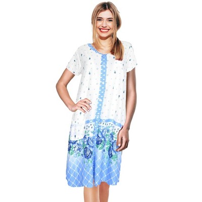 JEFFRICO Womens Nightgowns Short Sleeve Sleepwear Soft Pajama Dress Nightshirts
