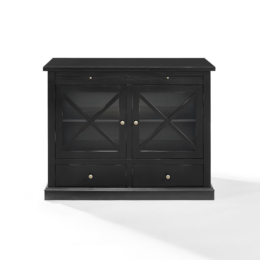 Crosley Furniture CF6121-BK Jackson Accent Cabinet with Glass Doors, Black